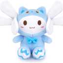 Cinnamon - Roll Plush Bunny Stuffed Animal Toys with Ear Moving Standing, Cute Cat Bunny Interactive Plush Toys for Kids Boys Girls (10", Blue)