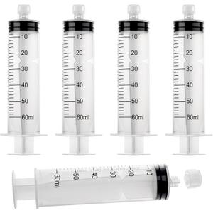 60mL Syringes without Needle, Luer Lock Big Syringe with Cap, Sterile Individually Wrapped, Accurate Liquid Measurement - 10 Pack for Lab Use and Home Care