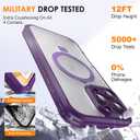 for iPhone 16 Pro Max Case with Invisible Magnetic Stand, Compatible with Mag-Safe Translucent Matte with Built-in Screen Protector, Shockproof Protective Phone Case for Women Men, Purple