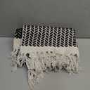 Lahome Belle Boho Bathroom Rugs, Small 2x3 Front Door Mat Lightweight Kitchen Rug Woven Cotton Area Rug with Tassels, Farmhouse Washable Black and White Throw Rug Low Pile Carpet for Entry Laundry