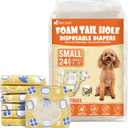 Pet Soft Female Dog Diapers - Disposable Dog Diapers with Adjustable Foam Tail Hole, Cat & Puppy Diaper for Dogs in Heat or Incontinence, Small (24Pcs, Yellow)