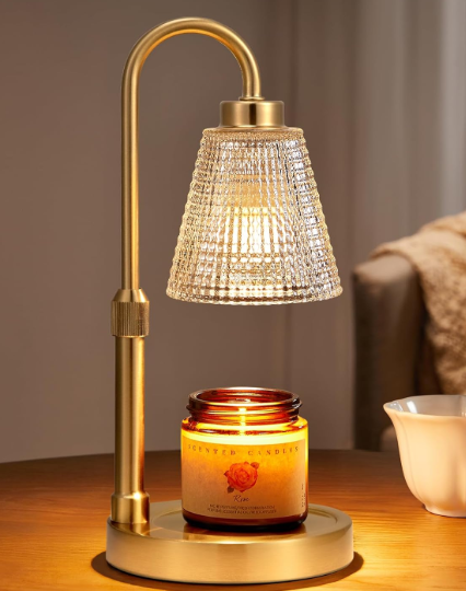 Innqoo Gold Candle Warmer Lamp with Timer, Dimmable Candle Warmer for Jar Candles, Height Adjustable Wax Melts Warmer, Birthday Gifts for Women Mom, House Warming Gifts New Home Decor