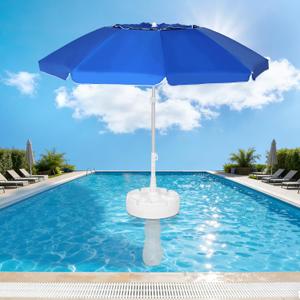 7ft Floating Umbrella for Inside of Sun UV Protection Outdoor Umbrella with Base, Portable Floating Table and Drink Cup Holders No-Tools Setup Summer Supplies for Beach Lake