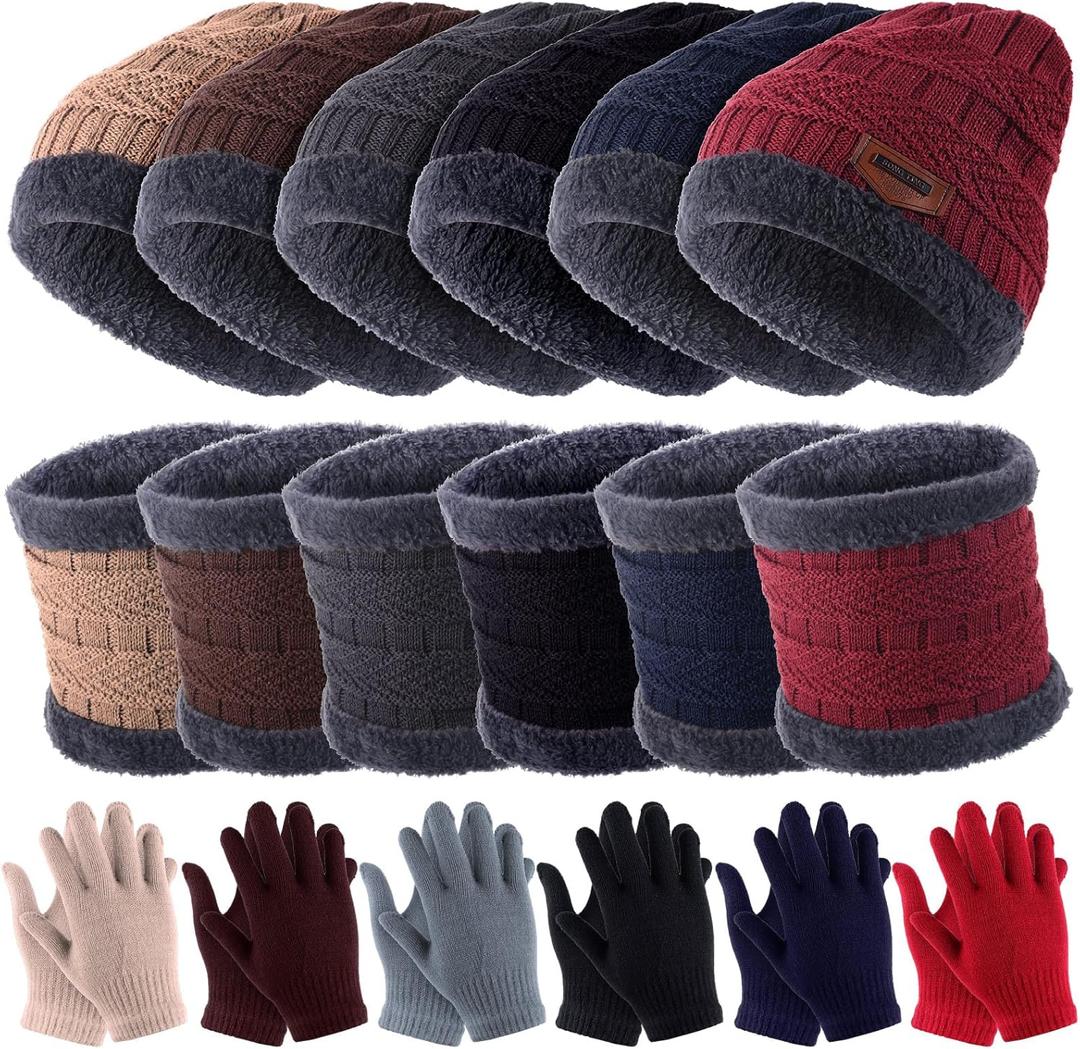 Liitrsh 24/48 Pcs Toddle Hat Scarf Glove Earmuffs for 2-8 Years Boy Girl, Winter Beanie Caps Gloves Mittens Earflaps (Multicolor)