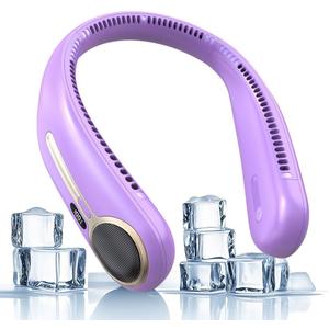 Portable Neck Fan, Personal Wearable Bladeless Fan, 6000mAh USB Rechargeable, 360 Cooling, LED Display, 4-Speeds, Hands Free Fan for Outdoor Indoor, Birthday Gifts for Men Women Dad Mom (Purple), Standard