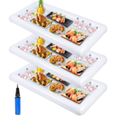 3PCS Inflatable Serving Trays Salad Ice Bar Food Drink Containers - BBQ Picnic Pool Party Supplies Buffet Luau Cooler,with a Drain Plug