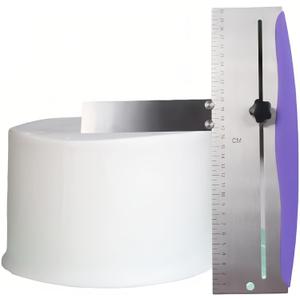 12 Inch Cake Scraper Smoother, Stainless Steel Cake Bench Scraper Decorating Tools for Icing Frosting Cream Edge - Adjustable Kitchen Spatula for Mousse, Cheese, Cream Cake (Purple)