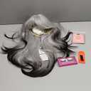 7JHH WIGS 25" Long Straight Layered Wig with Bangs Heat Resistant Black White Ombre Wig Make Natural Looking Wigs for Women Party Cospaly Curella Wig and Daily Used (Black and White Ombre Curella Cosplay wig)