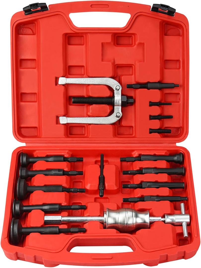 16PCS Blind Inner Bearing Puller Slide Hammer Pilot Insert Inner Bearing Removal Tool Set Blind Hole Collet Bearing Race and Seal Puller Extractor Kit