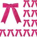 Meseey 12 Pcs Hot Pink Velvet Bows with Twist Tie 3.5 Inch Pre-Tied Vintage Christmas Velvet Ribbon Bows for Treat Bags Gift Wrapping Basket Wedding Baby Shower Brithday Party