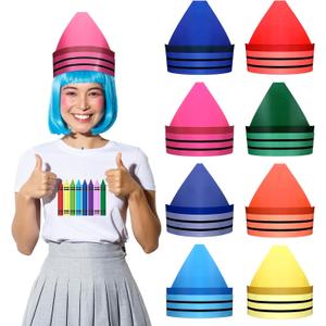 4 x 8 Pcs Crayon Hat Halloween for Adult Costumes Gnome Hats Crayon Paper Cap Graduation Dwarf Cone Fairy Dunce Cap Colorful Gifts Birthday Party Accessory for Favors Supplies Costume Cosplay