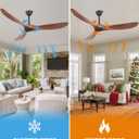 52 Inch Ceiling Fans Without Lights, Indoor/Outdoor Ceiling Fan No Light, 3 Solid Wood Blades, 3 Downrods, Timer, Quiet DC Motor, 6 Speeds Modern Fans with Remote for Patios Bedroom, Dark Walnut (52"D x 52"W x 23"H)