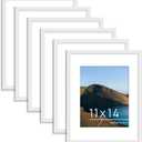 PEALSN 11x14 Picture Frame Set of 6, Display Pictures 8x10 with Mat or 11x14 without Mat for Wall Mounting or Table Top Display, Photo Frames Collage for Wall Decor, White