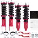 maXpeedingrods Coilovers for Honda Civic 1988-2000, for Honda CRX 1988-1991, for Del Sol 1992-1995, for Acura Integra 1990-2001, 24 Levels Damper Adjustable Coilovers Suspension Lowering Kit, Red