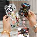 Toycamp for iPhone 17 Pro Max Case - Compatible with Magsafe Credit Card Holder Wallet Magnetic Cute Women Teen Girls Kawaii Girly Unique Flower Floral Design Phone Cover for Apple 17 Promax