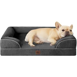 EHEYCIGA Orthopedic Dog Bed for Medium Dogs, Waterproof Memory Foam Medium Pet Beds with Sides, Non-Slip Bottom and Egg-Crate Foam Dog Couch Bed with Washable Removable Cover, Dark Grey (30.0"L x 20.0"W x 6.5"Th)