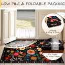 RELEANY Floral Nursery 6x9 Area Rugs Washable Print Boho Cute Carpet Non Slip Flower Low Pile for Living Room Kids Girls Playroom Bedroom Kitchen Office Farmhouse-Black