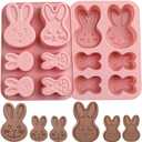 Crethinkaty 1 Pieces Rabbit Silicone Chocolate Moulds 6 Cavity Bunny Head Shapes Easter Molds for DIY Chocolate,Candy,Jelly