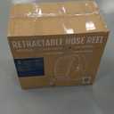 Giraffe Tools Retractable Hose Reel with 1/2 Inch x 100FT, Heavy Duty Ground Mount Garden Hose Reel, Automatic Rewind,with 9-Function Sprayer Nozzle & Flexible Swivel Base