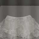 Navneet Women Sexy Y2K Sheer Lace Ruffle Mini Skirt Low Rise Mesh Ruffle Shorts Micro Skirt Coquette Going Out (White), Size XS 