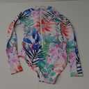 AXESEA Womens Long Sleeve Rash Guard UV UPF 50+ Sun Protection Printed Zipper Surfing One Piece Swimsuit Bathing Suit Size 2