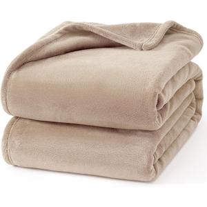 Hansleep Fleece Light Camel Twin Blanket, Super Soft Flannel Fuzzy Plush Cozy Blanket for All Seasons, Light Camel, Twin 60x80 Inches