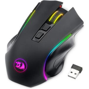 Redragon M602 Griffin RGB Gaming Mouse, RGB Spectrum Backlit Ergonomic Mouse with 7 Programmable Backlight Modes up to 8000 DPI for Windows PC Gamers (Black, Wireless)