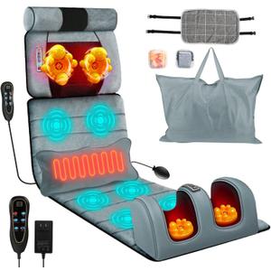 Moclever Full Body Massage Mat with Heat Vibration Massage Pad for Back, Neck, Foot & Lumbar Support Foldable Cushion Mattress with Timer & Adjustable Intensity for Home or Office Use