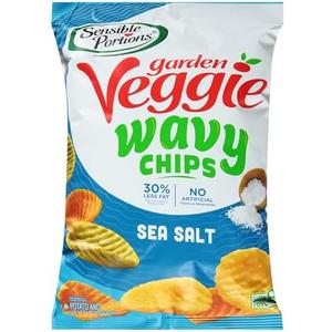 Sensible Portions Garden Veggie Wavy Chips, Sea Salt, 5 Oz (Pack of 12, BB 12/28/2024)