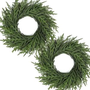 Artgar 26 Inch Pine Wreath - Christmas Wreaths for Front Door - Real Touch Pine Wreath - Large Artificial Green Wreaths for Walls Windows Porches Farmhouse Indoor Outdoor Home Decor (2 Pcs)