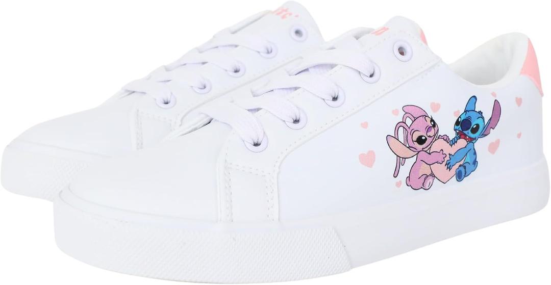 Stitch and Angel Womens Sneakers Low Top Lace Up - White - 10