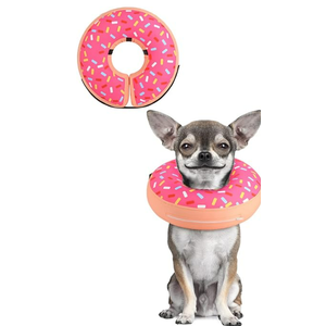 Supet Inflatable Dog Cone Collar for Small Dogs Puppies Cats, Soft Dog Cone Alternative After Surgery for Puppies Cats to Stop Licking (XS(Neck 4"-7"), Donut Pink)