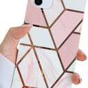 KERZZIL Luxury Rectangle Edge Compatible with iPhone 11 Geometric Marble Case,Slim Stylish Glossy Soft TPU Silicone Rubber Gel Shockproof Protective Bumper Cases Cover(Pink)