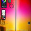 RIYO Corner Floor Lamp, Modern LED Corner Lamp with AC Adapter & APP & Remote Control, 16 Million Colors, 68+ Scene Modes, Music Sync, Ambient Lighting for Living Room, Bedroom, and Gaming Room