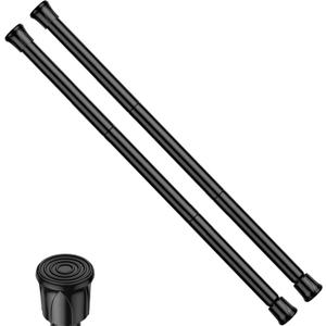 Tension Curtain Rod 28-48 inch Small Tension Rods Black Adjustable Spring Tension Curtain Rods 2PCS Mini Curtain Rod Short for Cupboard Closet Rod Kitchen Drawers No Drill Cupboard Cabinets