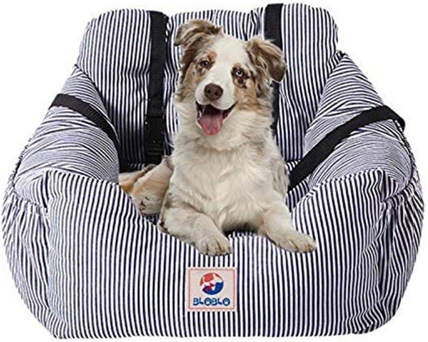 BLOBLO Dog Car Seat Pet Booster Seat Pet Travel Safety Dog Bed for Car with Storage Pocket (Blue)