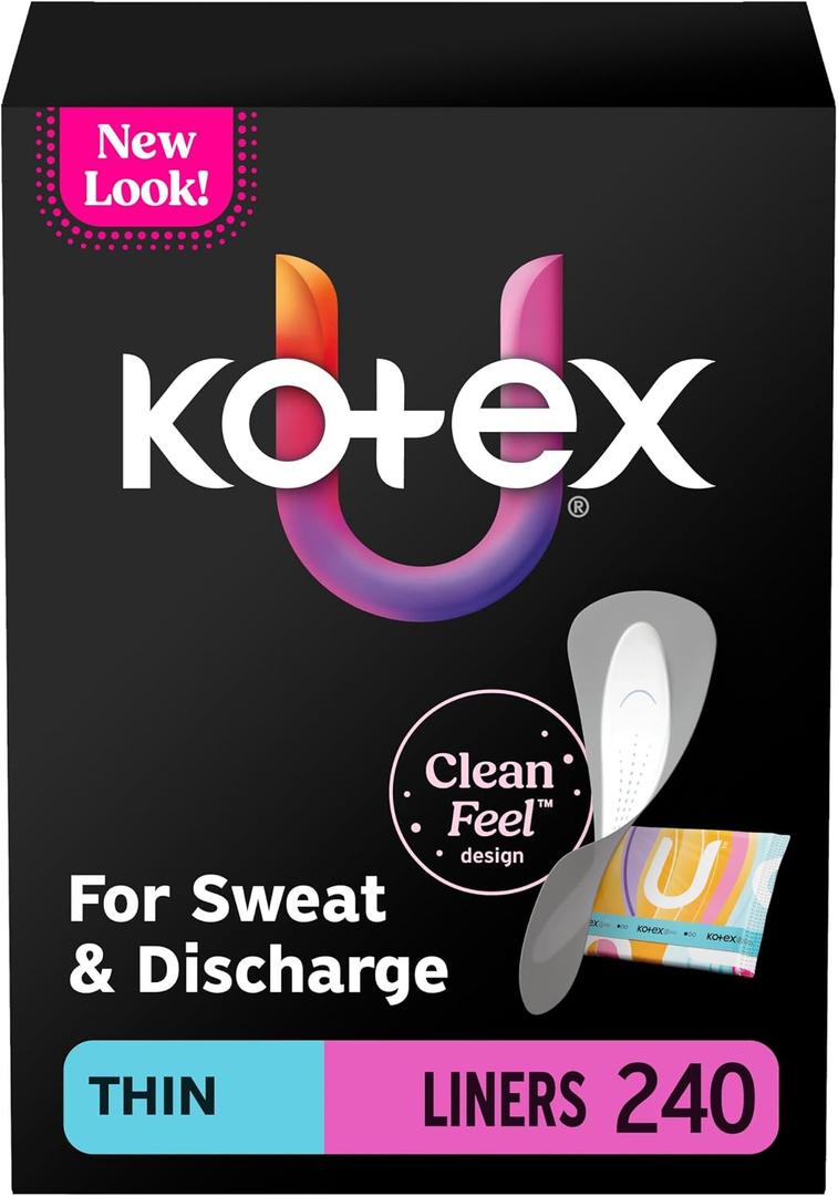 Kotex Daily Wrapped Liners, Light Absorbency, Thin, 240 Count (2 Packs of 120)