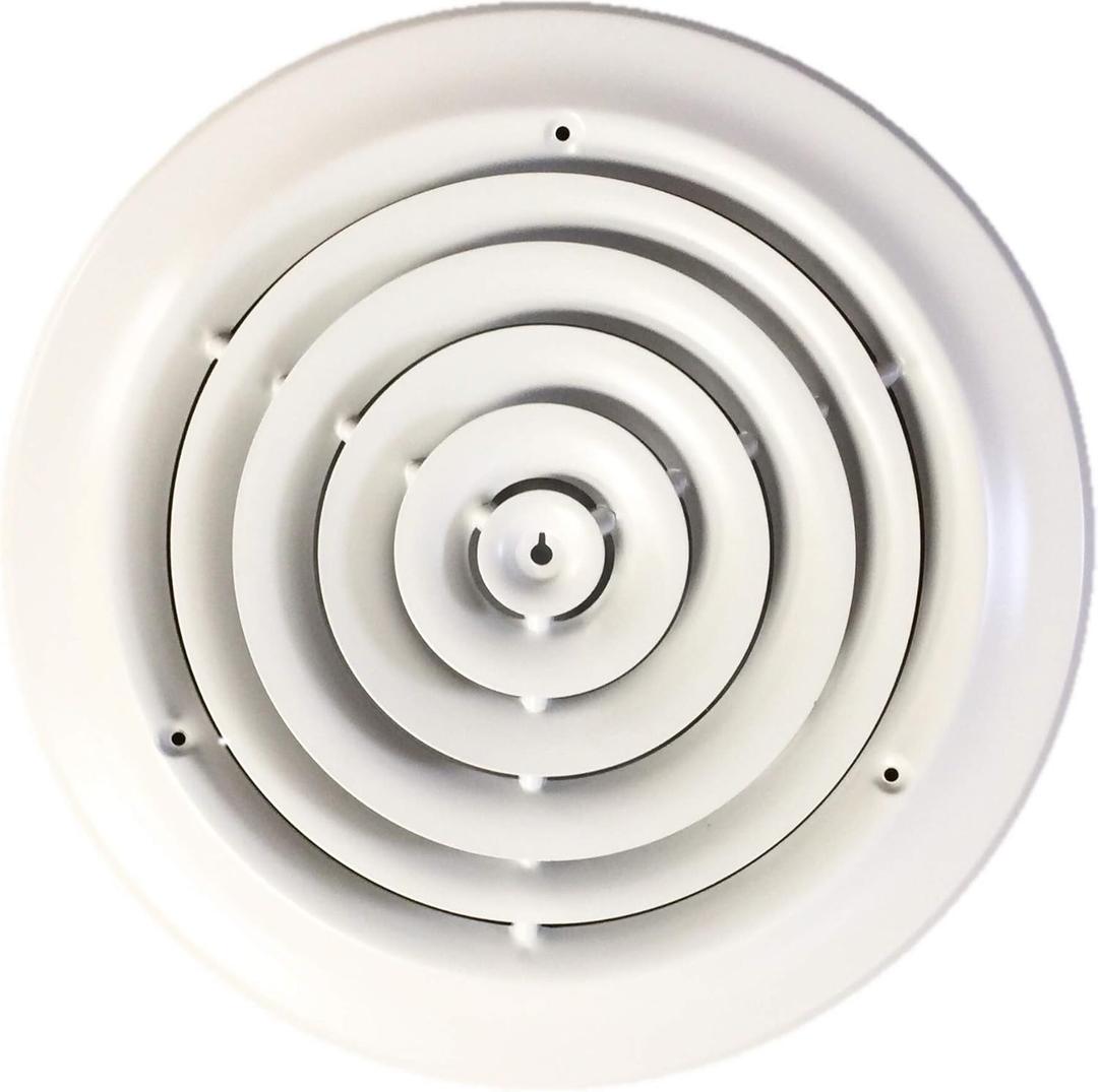 HBW 10" Round Ceiling Diffuser White Powder Coated with Outside Dimension of 14" Fitting in 10" Duct