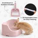Large Rabbit Litter Box, Bunny Litter Box with Removable Top and Bottom, Corner Bunny Potty Training Litter Pan, Small Animal Toilet for Adult Rabbits, Guinea Pig, Hamster, Pink