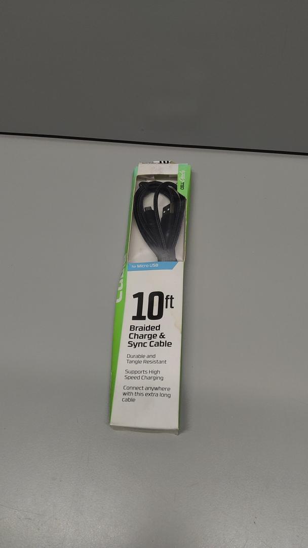 Cell Candy 10 Ft Braided Charge USB A For Micro USB Black