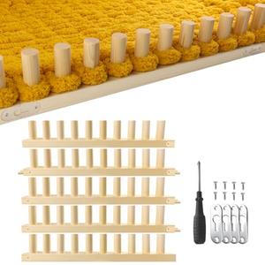 Chunky Blanket Loom Knitting Looms and Boards, Adjustable Size Wooden Loom for Blanket, No Needles Required Hand Knitting Kit for DIY Yarn Craft, Home Decor, Stress Relief, Beginner Friendly (76 In)