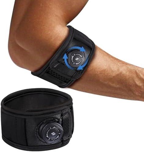Tennis Elbow Brace For Men & Women, Elbow Brace For Tendonitis And Tennis Elbow and Golfer's Elbow, Adjustable Elbow Strap (Black, One Size Regular)