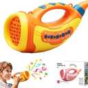 Toys for 3 Years Old Boy Girl Birthday Gift, Music Animal Caller Toy with 30 Realistic Animal Sounds, Early Learning Toy for Kids Todlers with 8" Horn and 3-Level Lights (Yellow - Horn)