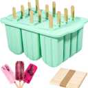 Silicone Popsicles Molds 12 Pieces, Popsicle Holders for Kids with 50 Wooden Sticks Cake Pop Molds, Ice Pop Mold BPA Free Easy Release,Ice Cream Molds Popsicle Maker for Toddlers