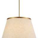 24" Boho Chandelier, Tapered Fabric Drum and Antique Gold Accents Paint Finish Shade Pendant Lighting for Nursery Room Dining Room Living Room Kitchen