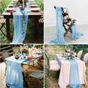 20 Pcs Baby Blue Cheesecloth Table Runner 10FT Romantic Cheese Cloth Table Runner Gauze Table Runners Rustic Runner for Wedding Birthday Party Engagement Bridal Baby Shower Spring Table Decoration