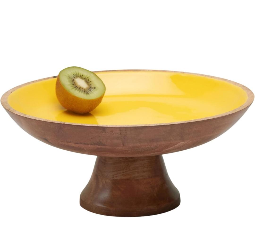 Folkulture Wooden Fruit Bowl | (12") Decorative Bowls for Kitchen Counter or Centerpiece Table Decor | Large Bowls, Pedestal Bowl for Farmhouse décor | Wood Fruit Bowl for Kitchen