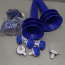 Treela 12 Pcs Collapsible Stadium Horn and Metal Cowbells 24 Inch Vuvuzela Horn Blow Plastic Trumpet Cow Bells with Handle Noisemakers for Sporting Events Graduation Games School Sports Party(Blue)