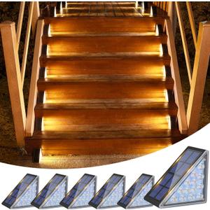 VOLISUN Solar Step Lights for Outside, Solar Stair Lights Outdoor Waterproof IP67, LED Outdoor Step Light, 80 Lumen, Deck Light for Outside, Front Porch and Patio(Black,6 Pack)