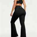 Womens High Waisted Stretchy Mini Flare Leggings Buttery Soft Yoga Pants Tummy Control Workout Pant (Large, Black)